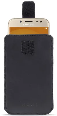 Zdjęcie produktu dla NAmobile Uniwersalne etui na smartfon 4,0–6,4 cala – etui ochronne, pokrowiec, futerał, skórzane etui na telefon komórkowy, kolor czarny Rozmiar: dla ekranów o przekątnej 6,0–6,4 cala