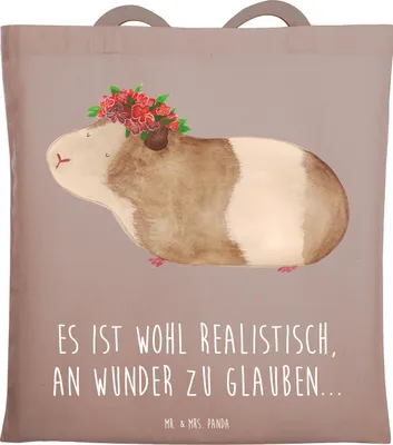 Produktbild von Mr. & Mrs. Panda Tote Bag Meerschweinchen Weisheit - Braun Pastell - Geschenk, Laptoptasche, Spruch, Motivation, Shopping Tasche, Schultasche, Wunder, Lustige Sprüche