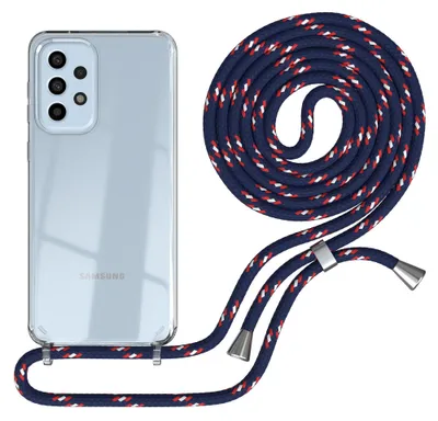 Produktbild von EAZY CASE Handykette kompatibel mit Samsung Galaxy A33 5G, Handyhülle mit Umhängeband, Handykordel, Schutzhülle Clear, Band in Blau