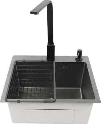 Produktbild von Küchenspüle Arbeitsstation, Edelstahl, Unterbau Einzelbecken, schwarz