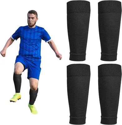 Produktbild von Fußballsockenüberzieher – Schwarz, Nylon – Elastisch und atmungsaktiv – Verletzungsschutz – Für Fußball und Sport