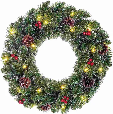 Image de Black Box Couronne de Noël Creston - 45x45x0 cm - PVC - Vert