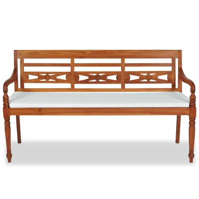 Zdjęcie produktu dla vidaXL Ławka ogrodowa Batavia z poduszkami 150 cm drewno tekowe