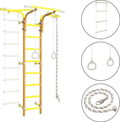 Obrázek produktu pro Dětské kovové žebřiny Kometa Next 2 žlutomodré | Gymnastická stěna Kometa Next 2 | Nástěnná lezecká věž Kometa Next 2