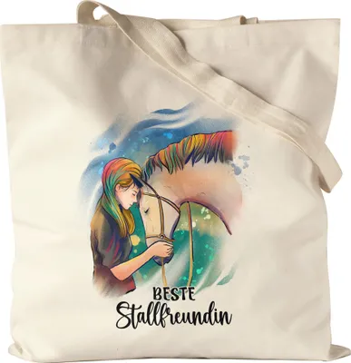 Produktbild von Beste Stallfreundin Stoffbeutel Jutebeutel Canvas Pferde Liebe Pferdeliebhaber Freundin Freunde Reiten Stall Reiterin Freundin