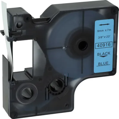 Produktbild von vhbw Schriftband-Kassette kompatibel mit Dymo 5000, 2000, 5500, 1000+, 1000, 4500, 3500 Etiketten-Drucker 7m x 9mm Schwarz auf Blau
