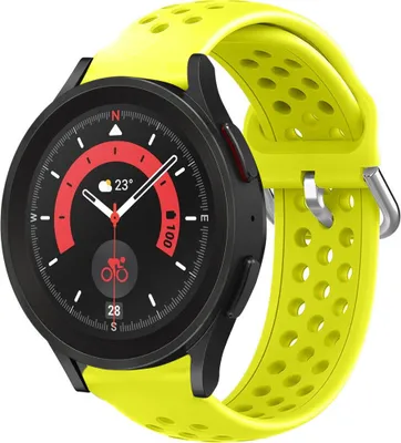 Produktbild von Strap-it Samsung Galaxy Watch 5 Pro Silikonarmband mit Löchern (Gelb)