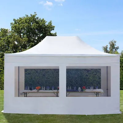 Immagine prodotto di TOOLPORT 3x4,5m gazebo pieghevole con laterali (finestre panoramiche), PREMIUM acciaio, bianco