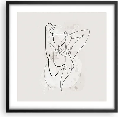 Produktbild von Gerahmtes Poster - Schwarzer Rahmen - Linie Frau Linie - 50x50 cm - Wand Bild - Wanddeko - Wandbilder - Kunstposter - Wandposter - Bilderrahmen - Bilder - Kunstdruck - Wanddekoration - P2BAC50x50-5119