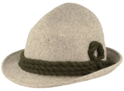 Spitzkopf Wollfilz-Trachtenhut mit Wollkordel von Hut-Breiter in grau
