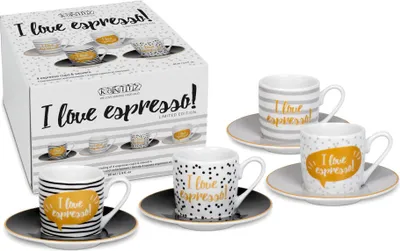 Image de Könitz Porzellan 11 5 053 2805, Set, 0,34 l, Noir, Or, Blanc, Porcelaine, Tasse, Espresso