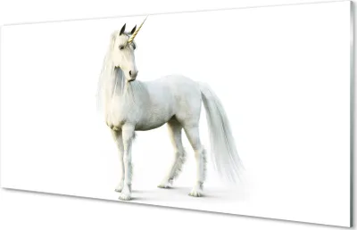 Produktbild von Glasbilder 120x60 Wandkunst weißes Einhorn