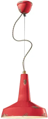 Produktbild von Vague Vintage Kronleuchter Eisen und rote Keramik 1 Licht E27 35Cm