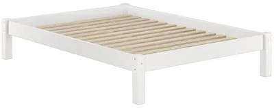 Produktbild von Weißes Bettgestell Kiefer Doppelbett 140x200, Massivholzbett Zubehör wählbar V-60.35-14WRollrost inkl.