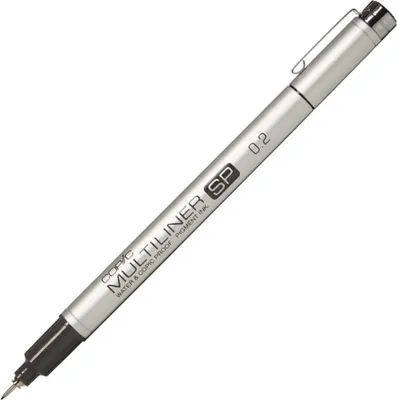 Obrázok produktu pre Copic Mulitliner SP, Čierna, Extra jemné, Strieborná, Kolo, Atrament na pigmentovej báze, 0,2 mm