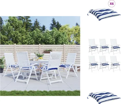 Immagine prodotto di vidaXL Cuscino per sedia 6 pz. Tessuto Oxford a righe bianche e blu 50x50x7cm - Cuscino per sedia