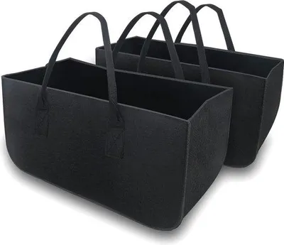 Produktbild von Unyqoos® 2er-Set Filzkorb – schwarze Filztaschen (5 mm) für Einkauf & Brennholz, große multifunktionale Aufbewahrung
