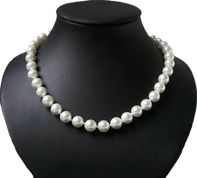 Produktbild von Perlenkette Muschelkern Perlen creamweiß 10mm Collier Braut K2031