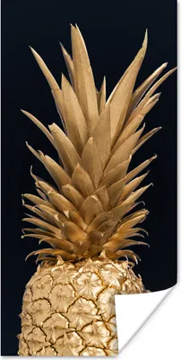 Produktbild von MuchoWow® Poster Ananas - Gold - Farbe - Schwarz - Obst - Luxus 20x40 cm - Plakat - Foto