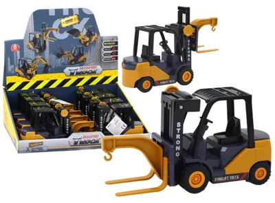 Produktbild von Leantoys Gabelstapler mit Haken, einstellbarer Reibungsantrieb, gelb
