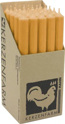 Produktbild von Stabkerzen aus Paraffin, 250/22 mm, Natur, KERZENFARM HAHN, Brenndauer ca. 12h, 25 Stück pro Verpackung