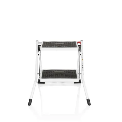 Obrázok produktu pre hjh OFFICE skladací rebrík 2 stupne SOLID W1 oceľový skladací rebrík, rebrík, rebrík pre domácnosť, nosnosť do 150 kg