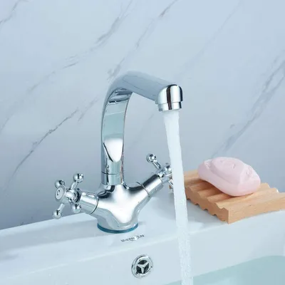 Produktbild von Badarmatur  Spültischarmatur Waschtischarmatur   Wasserhahn Bad  Waschbecken Küchenarmatur  Armatur Zweigriff    Keramikventil Waschtisch