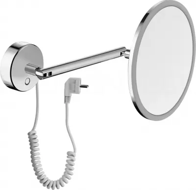 Produktbild von DEUSENFELD WL500CT - Premium Wand LED Kosmetikspiegel, CTT - stufenlos einstellbarer Farbton von 2700-6500K, LED Touch-Control, 5x Vergrößerung, Ø22cm, 230V Spiralnetzkabel