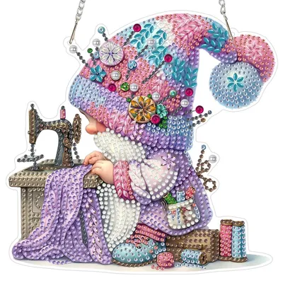 Produktbild von 5D Diamond Painting Anhänger Gnomes Bastelset mit Kette für Kinder und Erwachsene