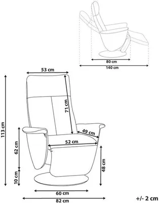 Produktbild von BELIANI Sessel Schwarz Kunstleder mit Relaxfunktion Armlehnen Standfuß Hohe Rückenlehne Elektrisch Verstellbar Fußteil zum Aufklappen Modern Wohnzimmer