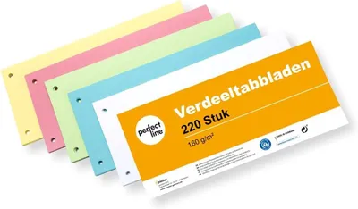 Produktbild von Verteiltabblätter aus Recyclingkarton, 220 Stück, A4, 5 Farben, für Ordner