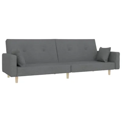 Image de vidaXL Canapé-lit 2 places avec 2 coussins Tissu gris clair