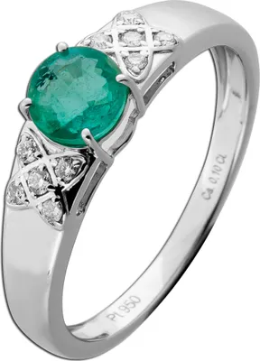 Produktbild von Smaragd Ring Platin 950 grüner Sambia Edelstein 0.80ct Brillanten 0.10ct  19