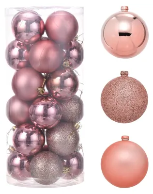 24 Weihnachtskugeln, 6 cm, roségold, bruchsicher