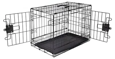 Produktbild von PolkaHome® Hundekäfig, faltbarer Drahtkäfig mit Doppeltür, 56 x 33 x 40,6 cm, Schwarz