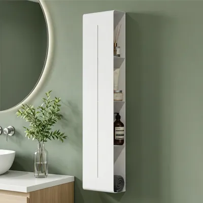 Produktbild von Mai & Mai Duschregal mit 4 Ablagen, Duschablage schmal, Wandregal Shampoo Halterung für Dusche 20x90x9cm, Badezimmer Organizer Weiß Reglo-16