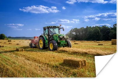 Produktbild von MuchoWow® Poster Traktor - Bauernhof - Heu - Feld - Sonne - Landleben 120x80 cm - Bilder