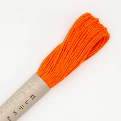 Image de Fil à broderie Sashiko Olympus, en coton, pelote d'environ 20 mètres, couleur 22, orange vif, fabriqué au Japon