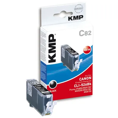 Image de KMP C82 - 9 ml - Noir - compatible - Tintenpatrone (Alternative zu : Canon CLI-526BK, Canon 4540B001) - pour Canon PIXMA iP4950, iX6550, MG5350, MG6150, MG6250, MG8150, MG8250, MX715, MX885, MX895