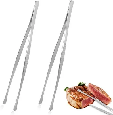 Productafbeelding van Unyqoos® Keukenpincetten, set van 2, 30 cm, roestvrij staal – multifunctionele grill- en serveerpincetten met een ronde punt, antisliphandgreep, vaatwasmachinebestendig