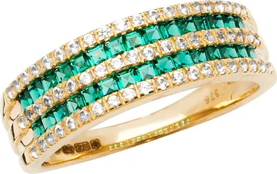 Produktbild von Atemberaubender 9 Karat (375) Gold Damen - Ring mit Smaragd (synth.), Saphir (synth.), 53 (16.9); TRS20651RSM