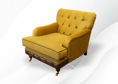 Produktbild von Chesterfield Sessel Gelb Stoff Wohnzimmer Design Polster Neu Textil Design Luxus