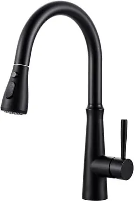 Produktbild von Küchenhahn Extendierbar Hochdruck Edelstahl 360 ° Drehmischer 2 Wasserstrahltypen, schwarz