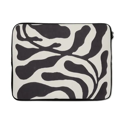 Produktbild von MuchoWow® Laptop Hülle 15 Zoll Blätter - Pflanze - Pastell - Schwarz Laptoptasche - Laptoptasche - Sleeve - Rundum-Schutz