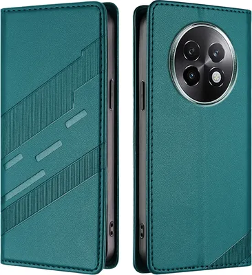Immagine prodotto di Custodia per Realme 13+, custodia a portafoglio in Finto cuoio con slot per carte e funzione stand Grün