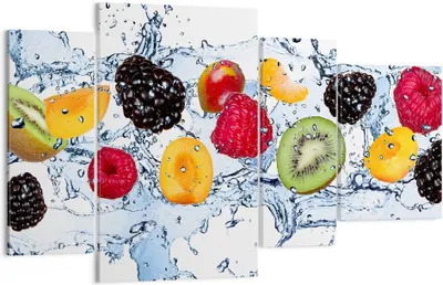 Produktbild von Bild auf Leinwand - Leinwandbild - Wasser Früchte frisch Essen - 120x70cm - Wand Bild - Wanddeko - Leinwanddruck - Bilder - Kunstdruck - Wanddekoration - Leinwand bilder - Wandkunst - DL120x70-2675