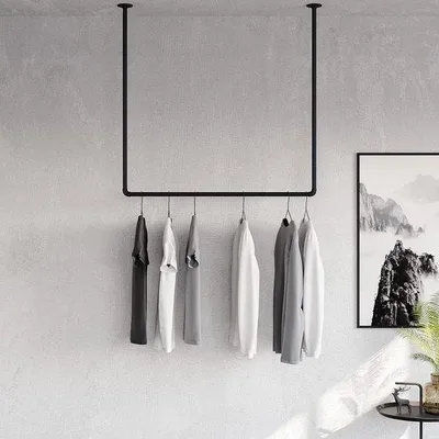 Produktbild von Famanu Kleiderstange Decke Vintage Industrielles Design - Schwarz