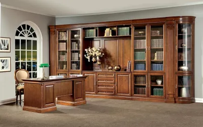 Produktbild von Arbeitszimmer Klassischer Schreibtisch Stilvoller Tisch Wohnwand Set 2tlg