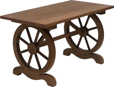 Produktbild von Outsunny Gartentisch Balkontisch Holztisch Terrasse Räderform Massivholz Natur