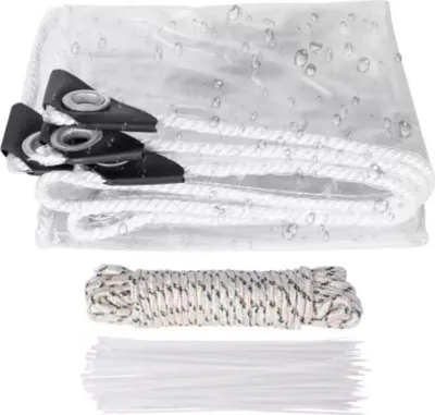 Image de Toile de bâche PVC transparente - Imperméable - Avec œillets - Résistant aux intempéries - Bâche pour meubles de jardin ou véranda - 300x600 cm